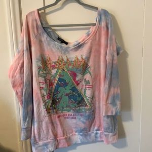 Off shoulder Def Leppard sweater